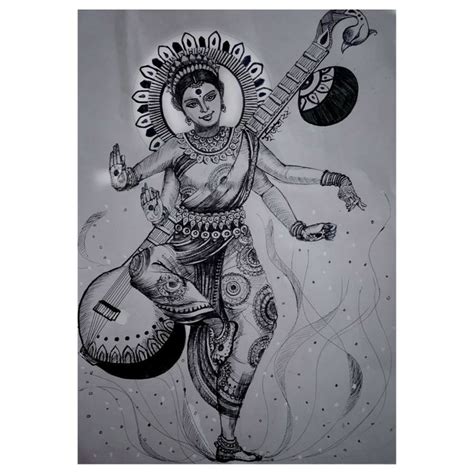 Devi Saraswati 🤍🙏 | Mandala doodle, Doodle art, Art