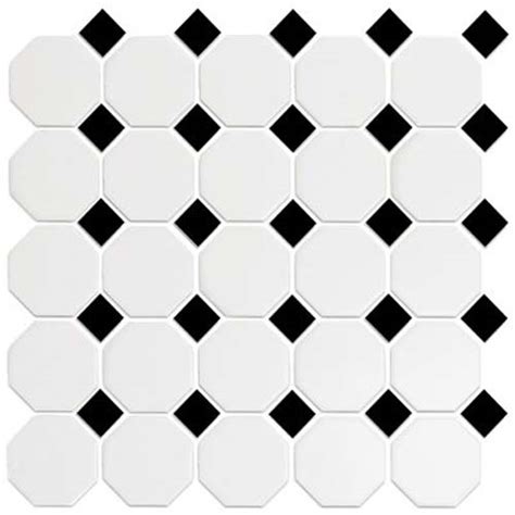 Cc Mosaics Mg Snow White Black Octagon Mosaic 12x12 Owsi Old World Stone Imports Flooring