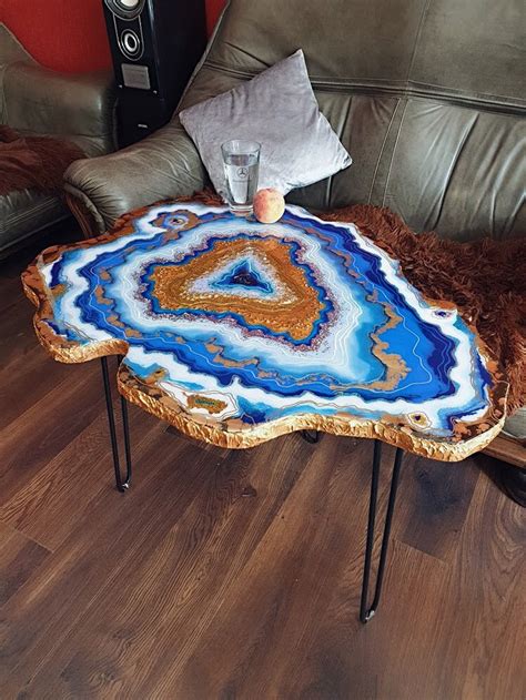 Blue Table Epoxy Resin Geode Table Coffee Table Exclusive Etsy