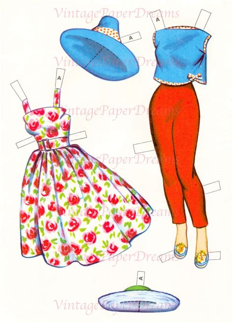 Vintage Paper Doll Printable Pdf Sister Paper Doll 60s 1960s Paper Doll