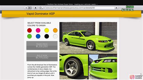 Vapid Dominator Asp Vehicles Los Santos Tuners Dlc Grand Theft