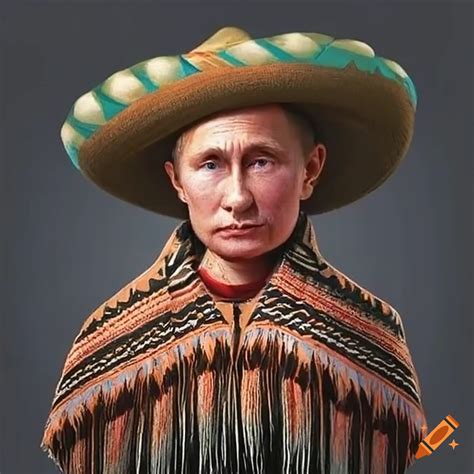 Satirical Image Of Putin Wearing A Mexican Hat And Poncho On Craiyon