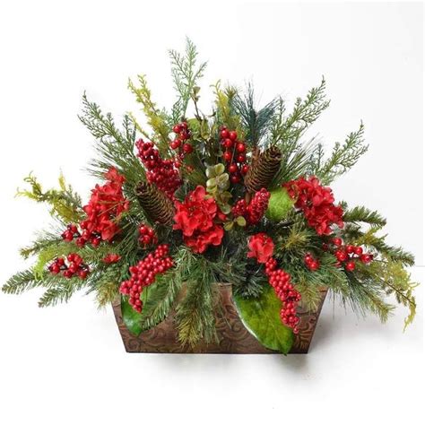 Floral Home Decor Pine And Berry Christmas Floral Arrangement