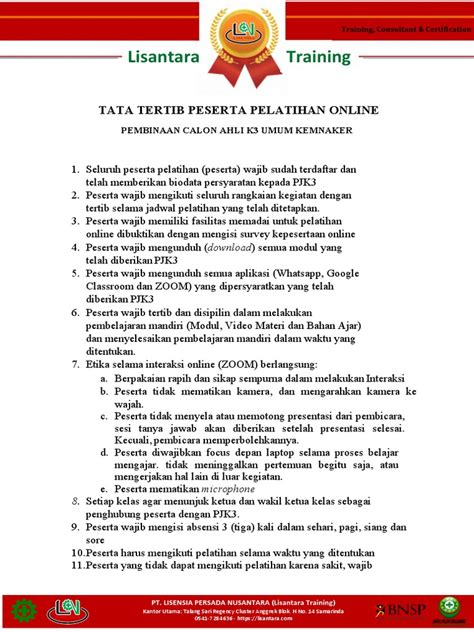 Tata Tertib Pelatihan Online Rev Pdf