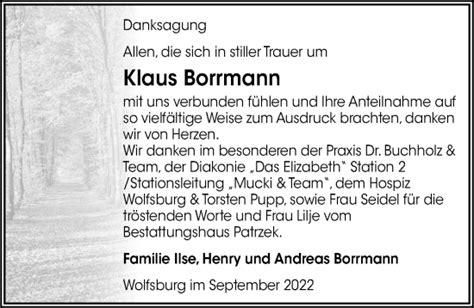 Traueranzeigen Von Klaus Borrmann Trauer Anzeigen De