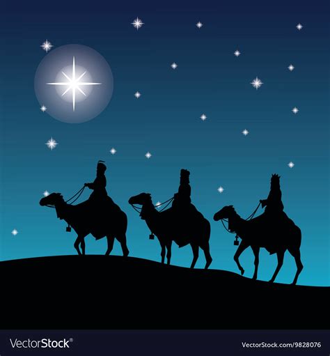 Three Wise Men On Camels Icon Graphic Royalty Free Vector