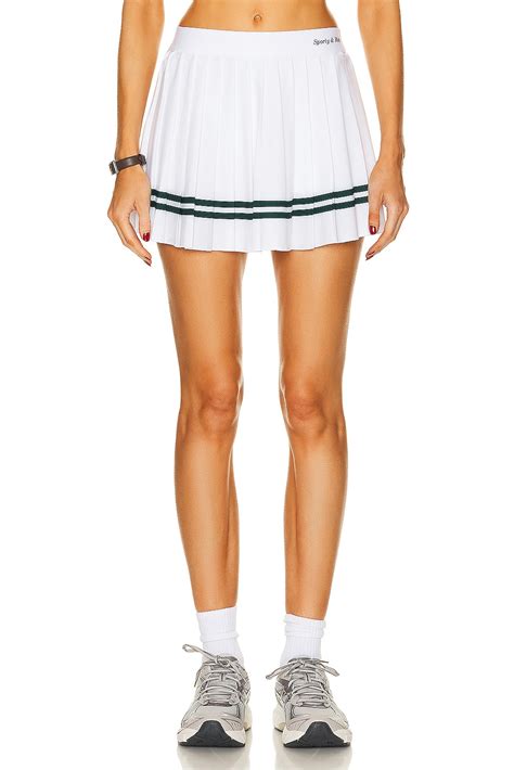 Sporty Rich Classic Logo Pleated Skirt In White Fwrd