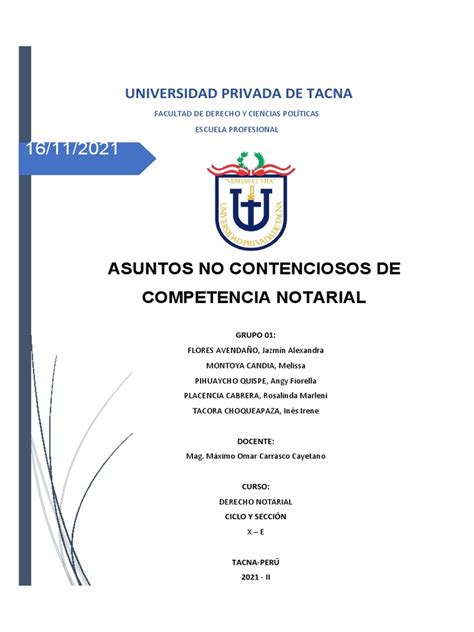 Asuntos No Contenciosos De Competencia Notarial Grupo 3 Pdf