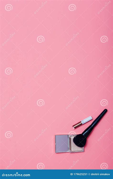 Makeup Makeup Makeup Lipstick On A Pink Background Stock Image Image Of Concept Brown 179625251