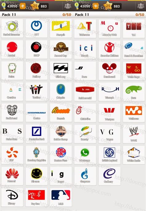 The Logo Quiz Game With All Different Logos And Their Names On Its Screen