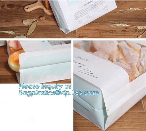 Custom Printed Kraft Paper Bags Food Grade With Window Bread Packaging