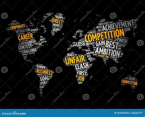 Competition Word Cloud In Shape Of World Map Business Concept