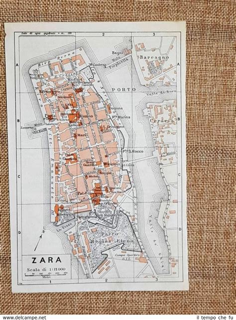 Carta Geografica Pianta O Piantina Del La Citt Di Zara Croazia T