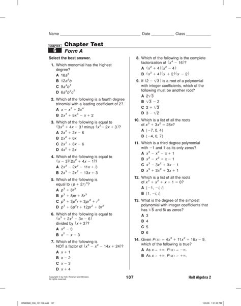 Holt Algebra Worksheet Answers Worksheet Master