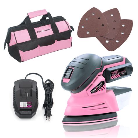 Pink Power Sander Tool - Detail Sander - Hand Sanders for Wood - 20V Palm Sander Cordless for ...