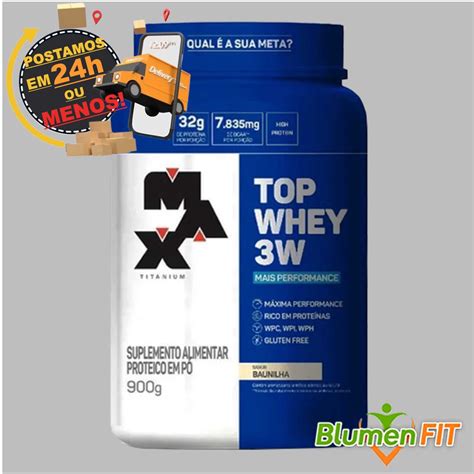 Top Whey 3w Whey Protein 100 Isolado Concentrado E Hidrolisado Baunilha 900g Performance Max