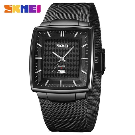 SKMEI Mens Watch Luxury Luminous Pointer Ultra Thin Stainless Steel