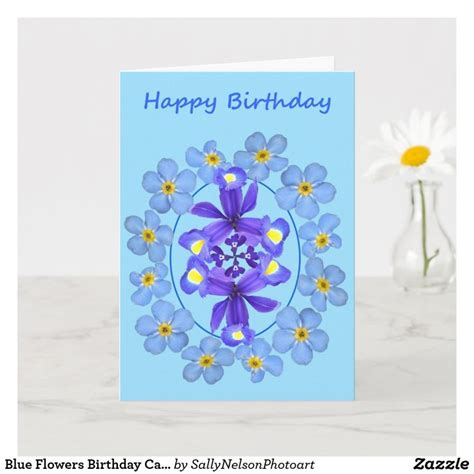 Blue Flowers Birthday Card Zazzle Flower Birthday Cards Birthday