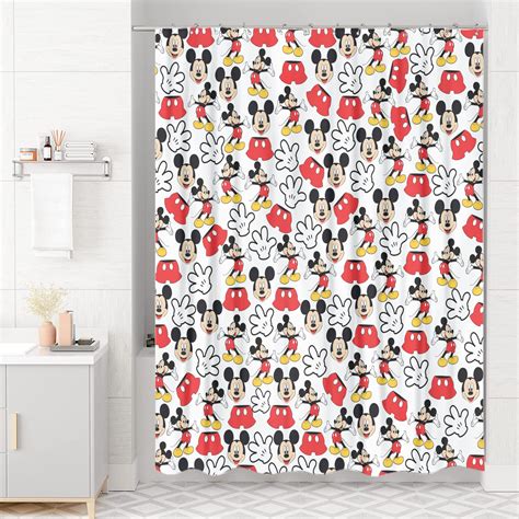 Mickey Mouse Design Shower Curtain With Hooks Bathroom Decors Bathroom