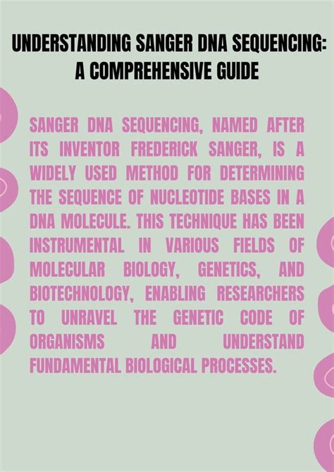 Sanger DNA Sequencing: A Comprehensive Guide | PDF | Free Download