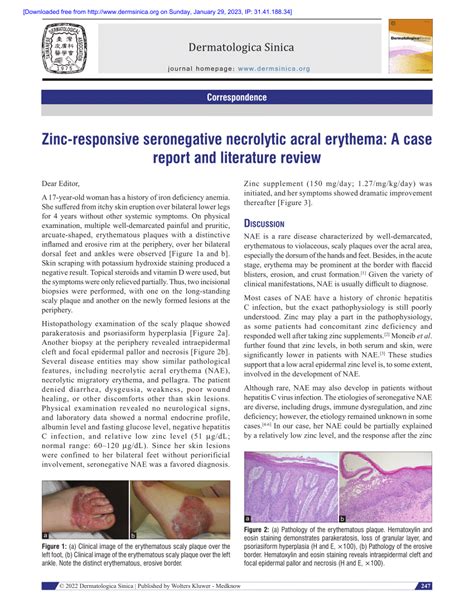 Pdf Zinc Responsive Seronegative Necrolytic Acral Erythema A Case Report And Literature Review