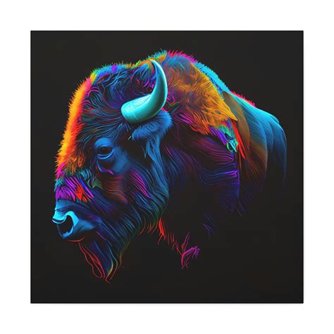 Abstract Colorful Bison Painting on Canvas, Bison Wall Art, Bison Wall ...