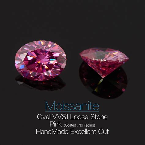 Gigajewe Moissanite Hand Cutting Oval Red Pink Color Vvs Premium Gems