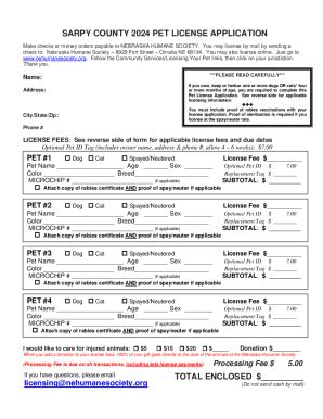 Fillable Online Sarpy County 2024 Pet License Application Fax Email