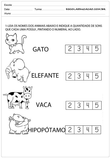 Atividades sobre animais leia os nomes Escola Educação