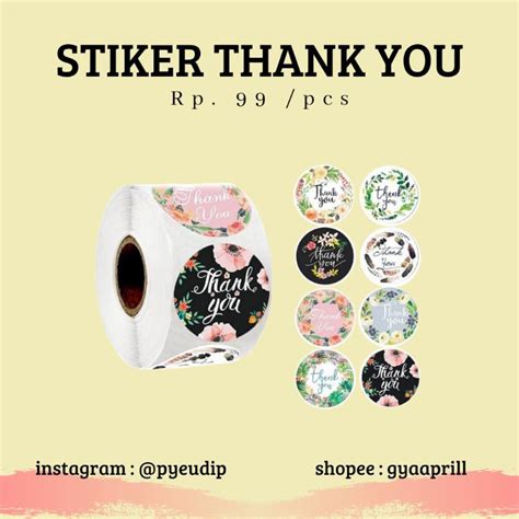 Jual Sticker Thank You Stiker Terimakasih Stiker Bulat Thank You Shopee Indonesia