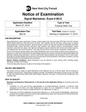 Fillable Online Notice Of Examination Signal Maintainer Exam