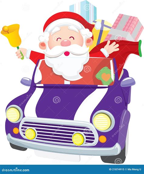 Santa Driving Car Stock Vector Illustration Of Mini 21874915