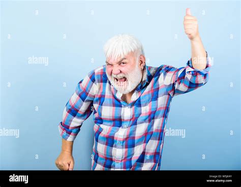 Barbershop Hairdresser Haircut Grey Hair Typical Grandpa Bearded Man With White Hair Wear