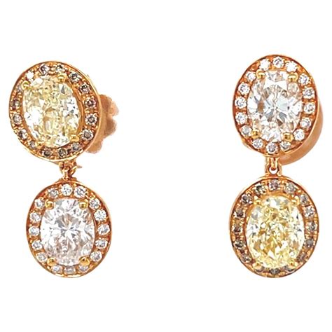 18 Karat Yellow Gold Diamond Drop Earrings For Sale At 1stdibs