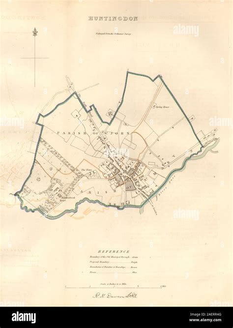 Huntingdon Boroughtown Plan Boundary Commission Dawson 1837 Old