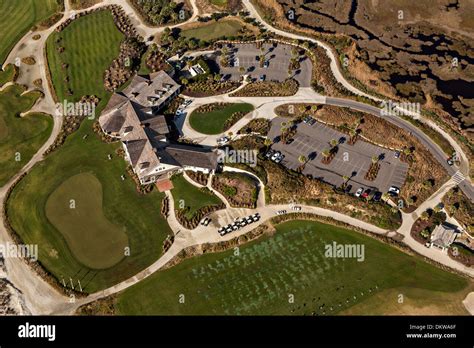 Aerial view of the Ocean Course golf clubhouse on Kiawah Island, SC ...