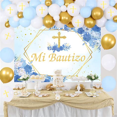 Buy Mi Bautizo Party Decorations With Mi Bautizo Backdrop And Blue