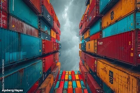 Stacked Colorful Shipping Containers Stock Illustration Adobe Stock