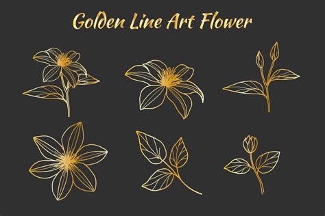 Clematis Flower Golden Line Art Svg Graphic By Nurdesign99 · Creative