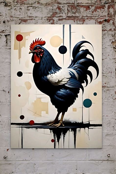 Stunning Rooster Canvas Wall Art Colorful Rooster Painting Unique