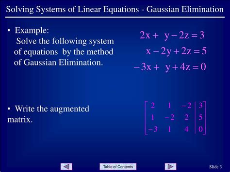 Ppt Solving Systems Of Linear Equations Gaussian Elimination Powerpoint Presentation Id 868325