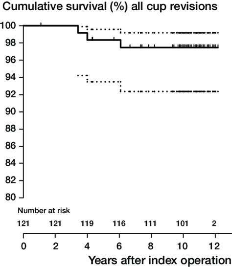 Kaplan Meier Survivorship Curve And 95 Ci With Acetabular Revision For