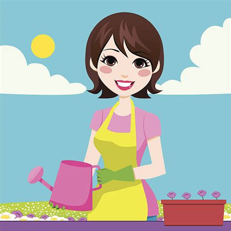 Woman Gardening Clip Art Vector Images And Illustrations Istock