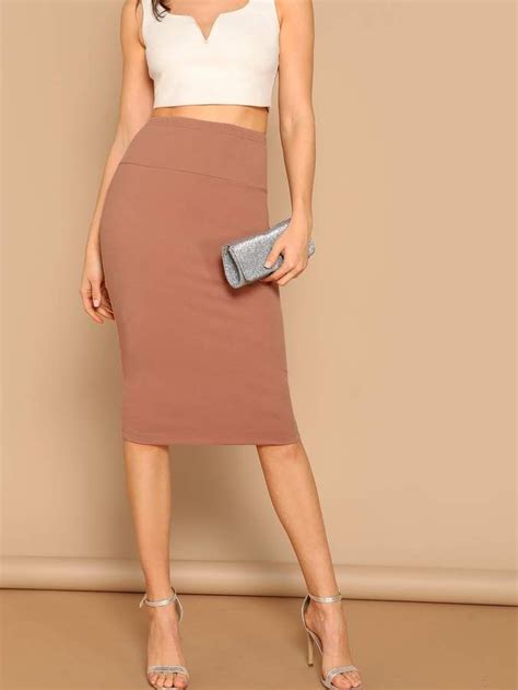 Shein Elastic Waist Pencil Skirt Pencil Skirt Skirt Fashion Pencil Skirt Fashion