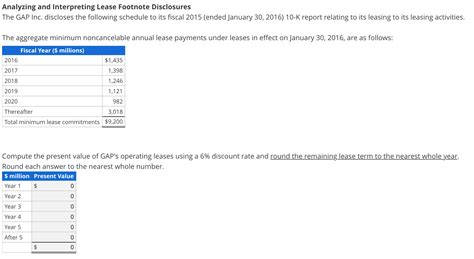 Solved Analyzing And Interpreting Lease Footnote Disclosures Chegg