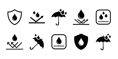 Waterproof Icons Collection Of Water Resistant Signs Vector