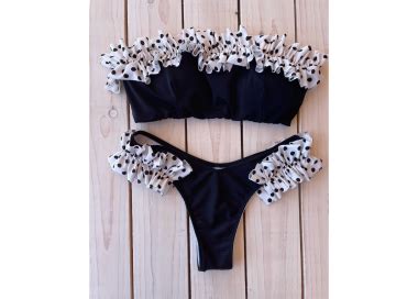 Bikini Fascia Rouches Pois Made Sull Isola Handmade