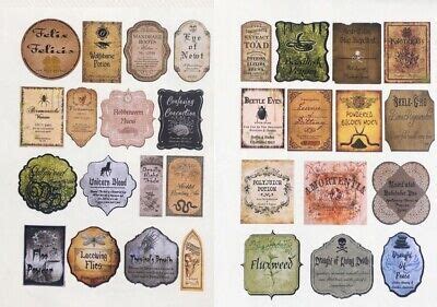 30 Stickers 2” Tall Potion Label Apothecary Adhesive Labels Harry ...