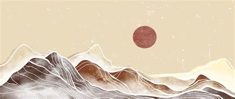 Premium Vector Natural Abstract Mountain Landscape And Line Art