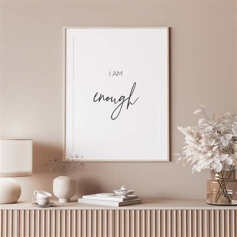 I Am Enough Affirmation Print Inspirational Wall Art Etsy UK